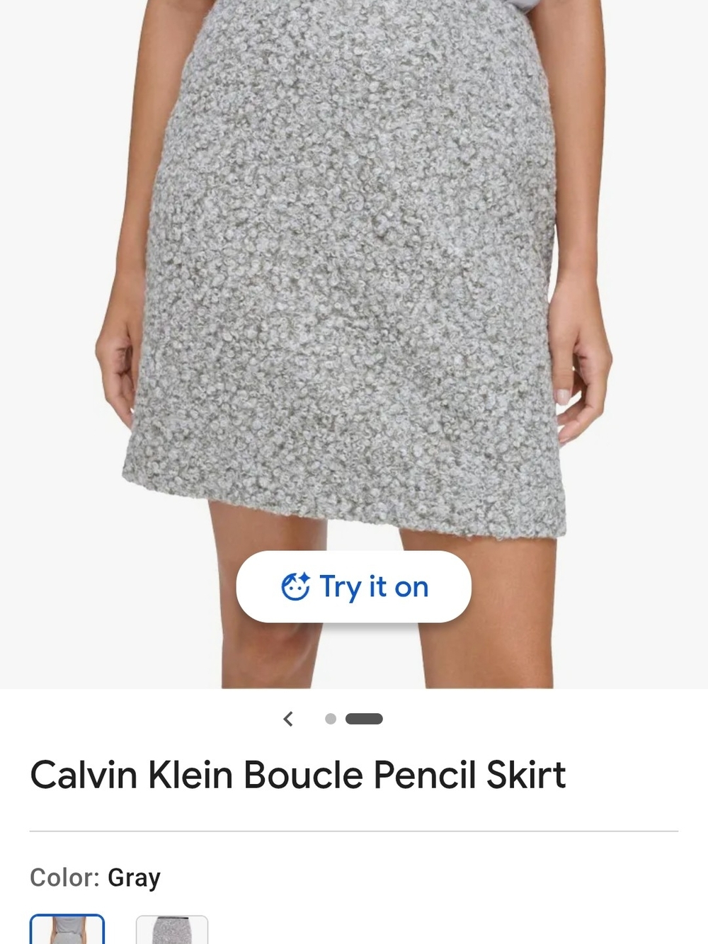 Calvin Klein Boucle Gray Mini Skirt